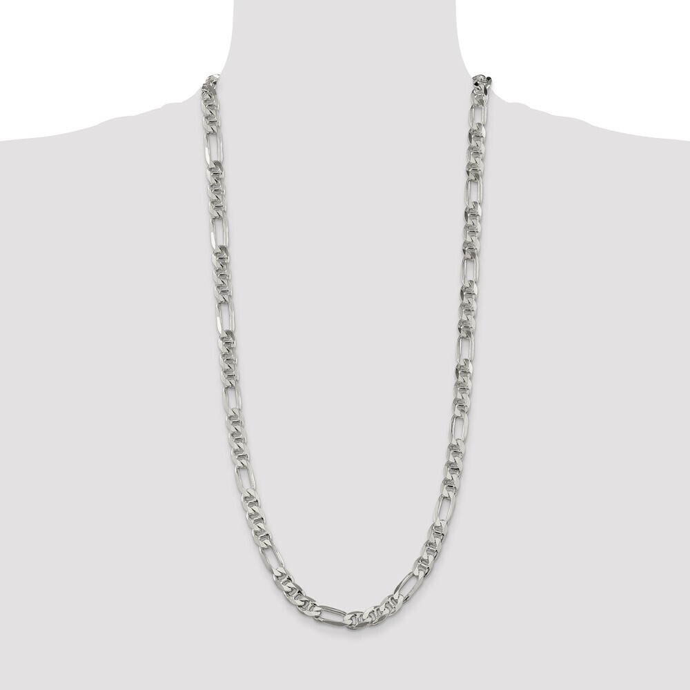 Kazi Luxury Sterling Silver 7.75mm Figaro Anchor Chain - Picture 4 of 4